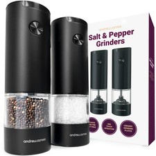 Electric Salt & Pepper Grinder Set Mills Adjustable Coarseness Andrew James UK