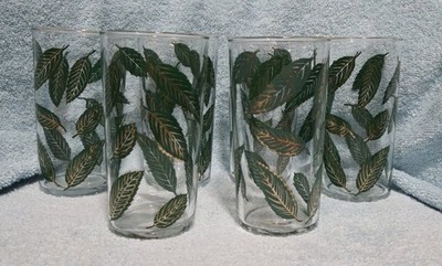 Vintage MCM Set of 6 Corning Beverage Ware ''Green Mint'' 12 Oz Glasses 