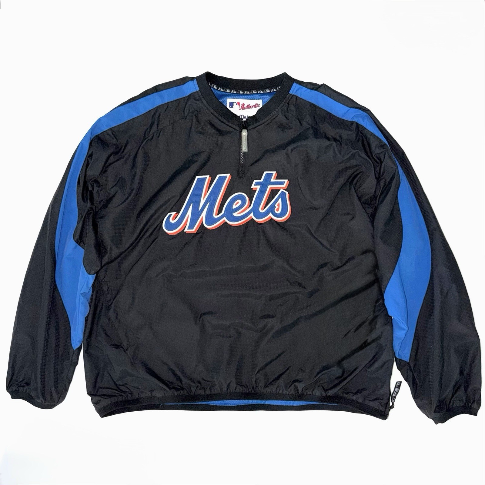 NY Mets Vintage 90s Majestic Auth MLB New York 1/4 Zip Pullover Windbreaker XL