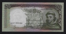 PORTUGAL 20 Escudos 1964 P-167 UNC LOW SERIAL NUMBER