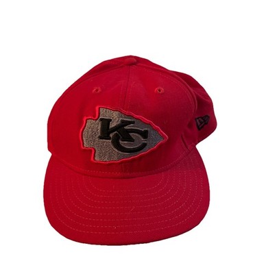 RED Kansas City Chiefs Hat RARE Silver/Black  Badge 3/8 New Era Fitted 59Fifty