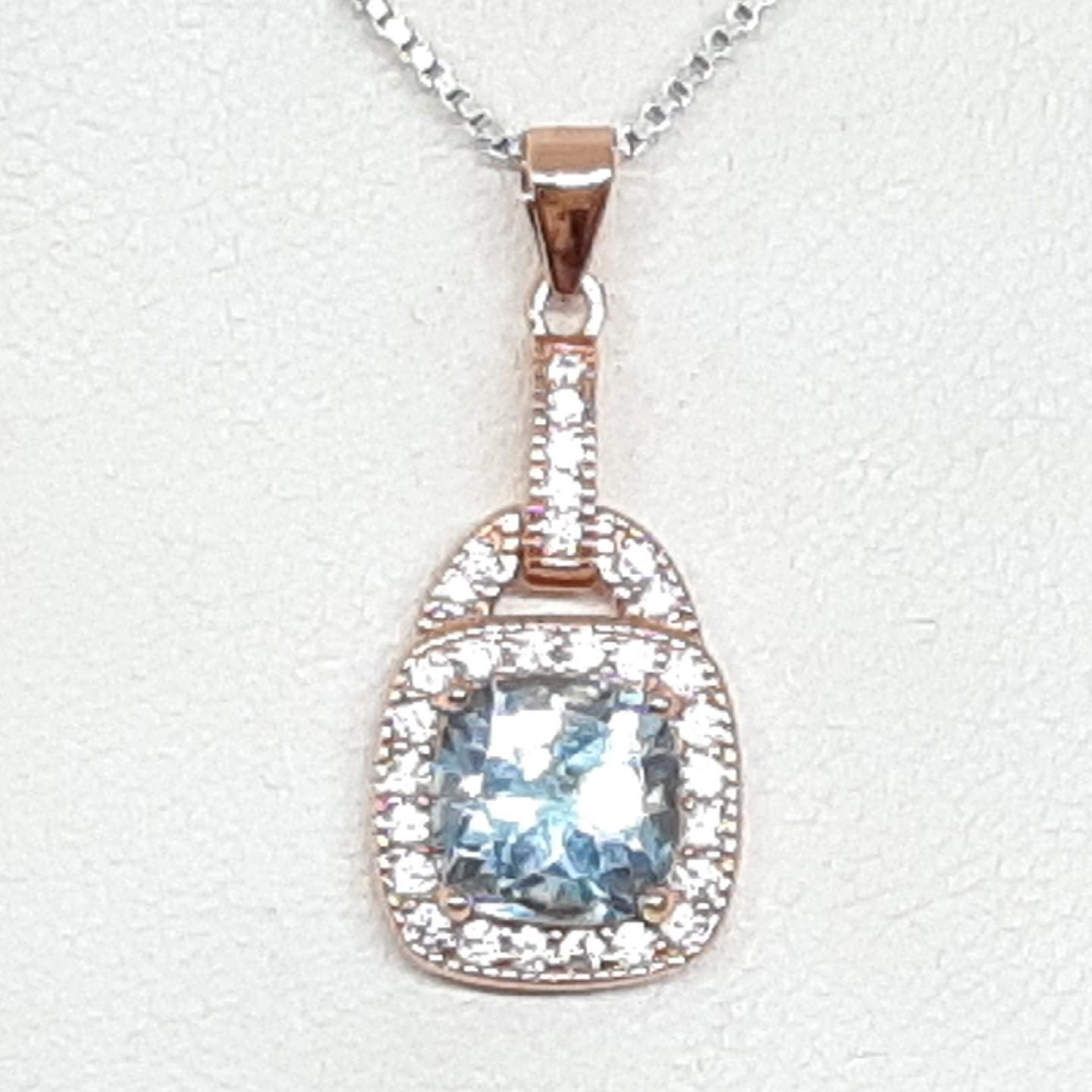 2.16ctw Swiss Topaz & White Sapphire 14K Rose Gold 925 Silver Pendant