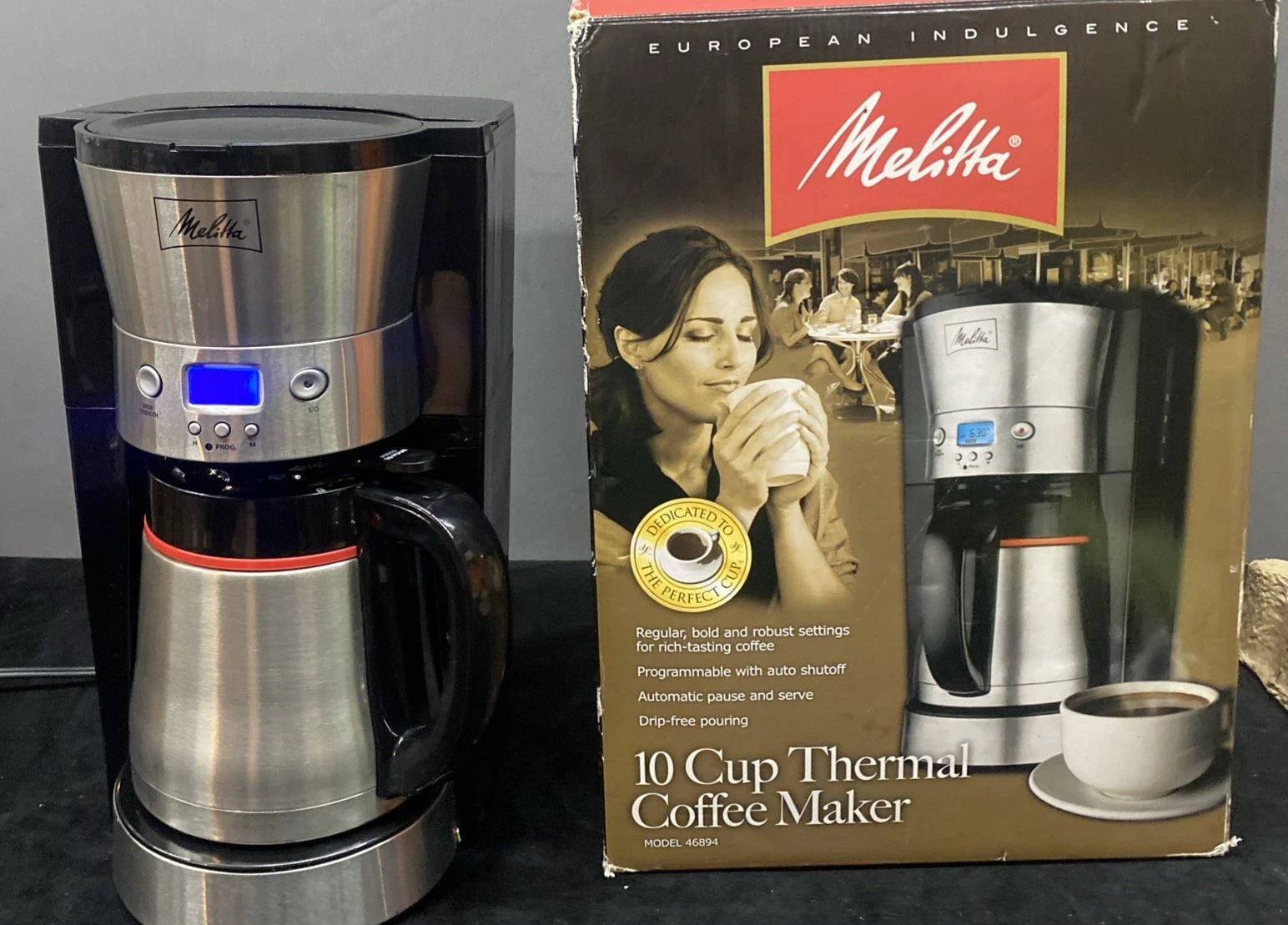 Melitta 10-Cup Thermal Coffee Maker,Stainless Steel Lightly Used W Box Works