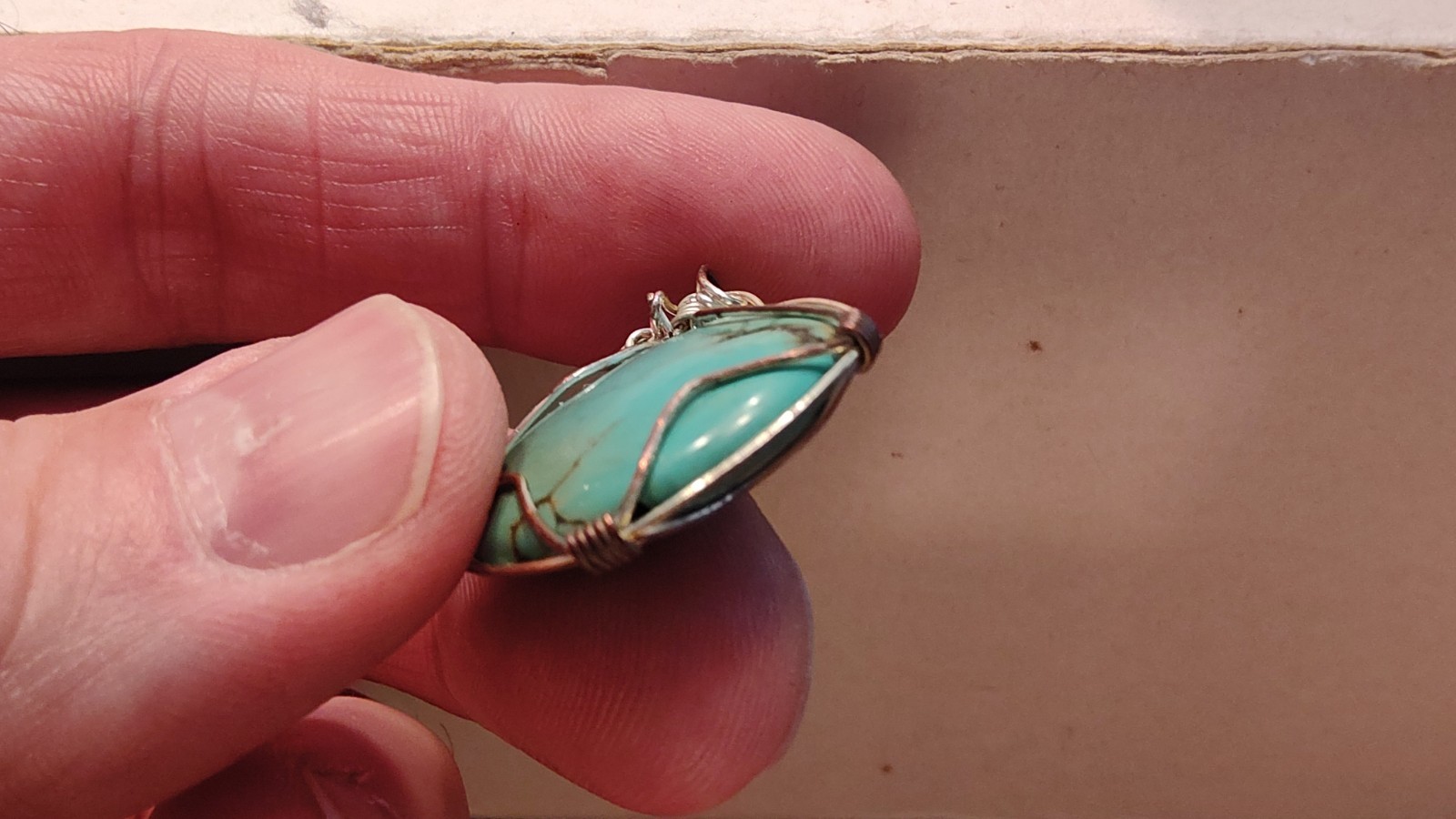Native American Silver Wire Wrapped Turquoise Pen… - image 5