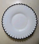 New ListingSet Of 4 VTG Fenton Black/Ebony Crest 8-1/4" Small Milk Glass Plates