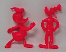 Vintage Marx Walt Disney Donald Duck Goofy 6" Plastic Figure Toys Lot