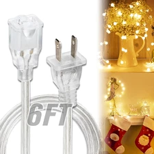 Clear Extension Cord - 6 FT Male to Female Invisible Indoor 2 Prong Power Cable,
