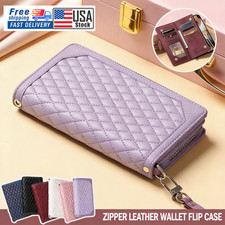 For iPhone 17 16E 15 14 13 12 11 Pro Max 8 Case Zipper Leather Wallet Flip Cover