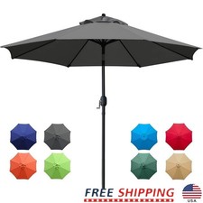 Waterproof Patio Umbrella Crank Tilt Iron Frame Fade Resistant Outdoor Shade New