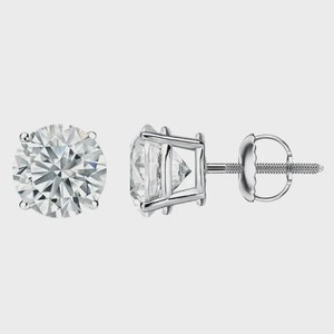 Wedding Sale ! 4CT Round Lab Grown Diamond Stud Earrings 14k White Gold #450