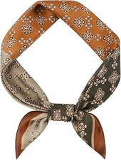 Vintage Silk Feel Square Scarf for Men Satin Bandana Tiny Medallion R-gold