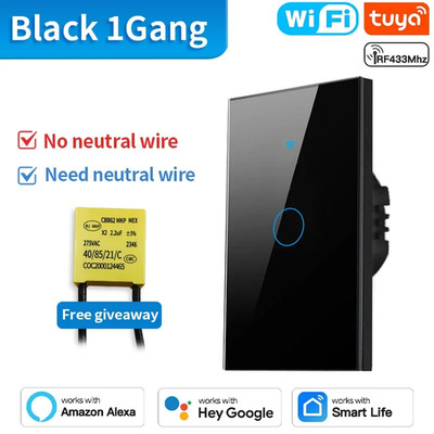 Tuya Wifi/Zigbee Smart Light Switch US Touch Wall Switch Neutral Wire/No Neutral