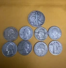 90% Silver Coins Circulated, 8 Quarters, 1 Walking Liberty Half Dollar