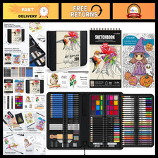 Complete Drawing Set - Sketching Kit with 3-Color Sketchbook, Art Supplies, Penc