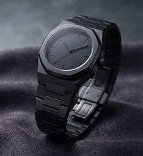 Herren Analog Armbanduhr schwarz 43mm rund Strichindizes 25mm Armband