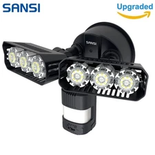 27W Motion Sensor LED Security Light Outdoor Floodlight Black Wall Mount Wired