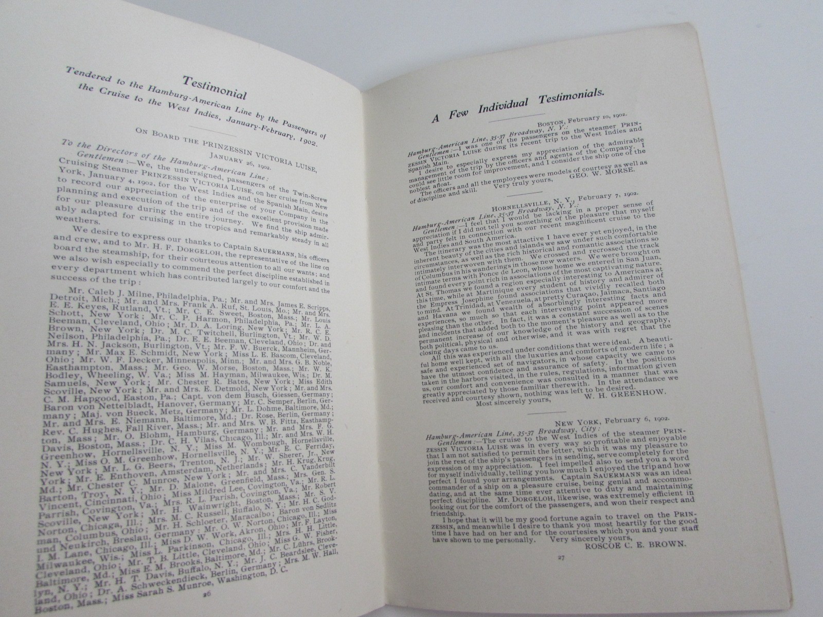 1902 Hamburg-American Line Nassau West Indies Bermuda Cruise Ship Tour Guide