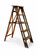 Französische Holz-Trittleiter Dekoleiter Bockleiter 118 cm Antik-Patina