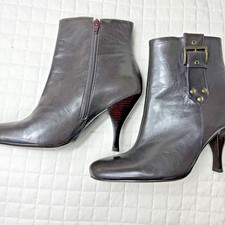 Botines de cuero para mujer Enzo Angiolini talla 8M cuero marrón hebilla con cremallera