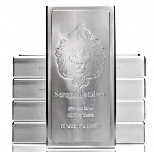 100 oz Scottsdale Stacker Silver Bar .999 Silver Bullion QTY ONE ...