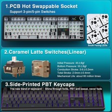 AULA F108 PRO Wireless Mechanical Gaming Keyboard with Screen&Knob,Hot Swappable 5