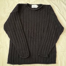 Vintage Black Passport By Pier One Imports Knit Sweater With Rolled Hems Size L