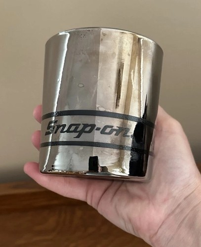 Vintage Snap-On Tools FS161 Gold Brown Chrome Etched Glass Cup Limited Edition