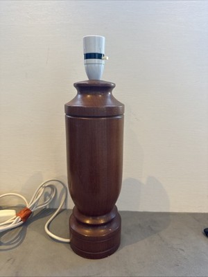 TALL MID-CENTURY MODERN TURNED WOOD TABLE LAMP BASE VINTAGE DANISH SCANDI MCM