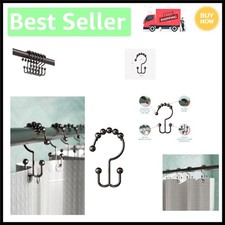 Set of 12 Heavy Duty Oil Rubbed Bronze Shower Rings with Effortless Glide