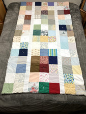New Handmade Quilt Twin Size Throw Blanket Reversible Patch Colorful 75x42"