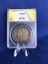 1899-S Morgan Silver Dollar $1 *ANACS VF25 Very Fine* TOUGHER DATE