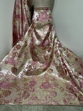 Pink Ivory Gold Floral Metallic Brocade Fabric 58 Width Sold By The Yard