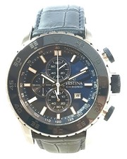 FESTINA F16642 TOUR CHRONO 1/10, STEEL/KERAMIK/LEDER, s.46MM,DATE,SERVIC NEU,