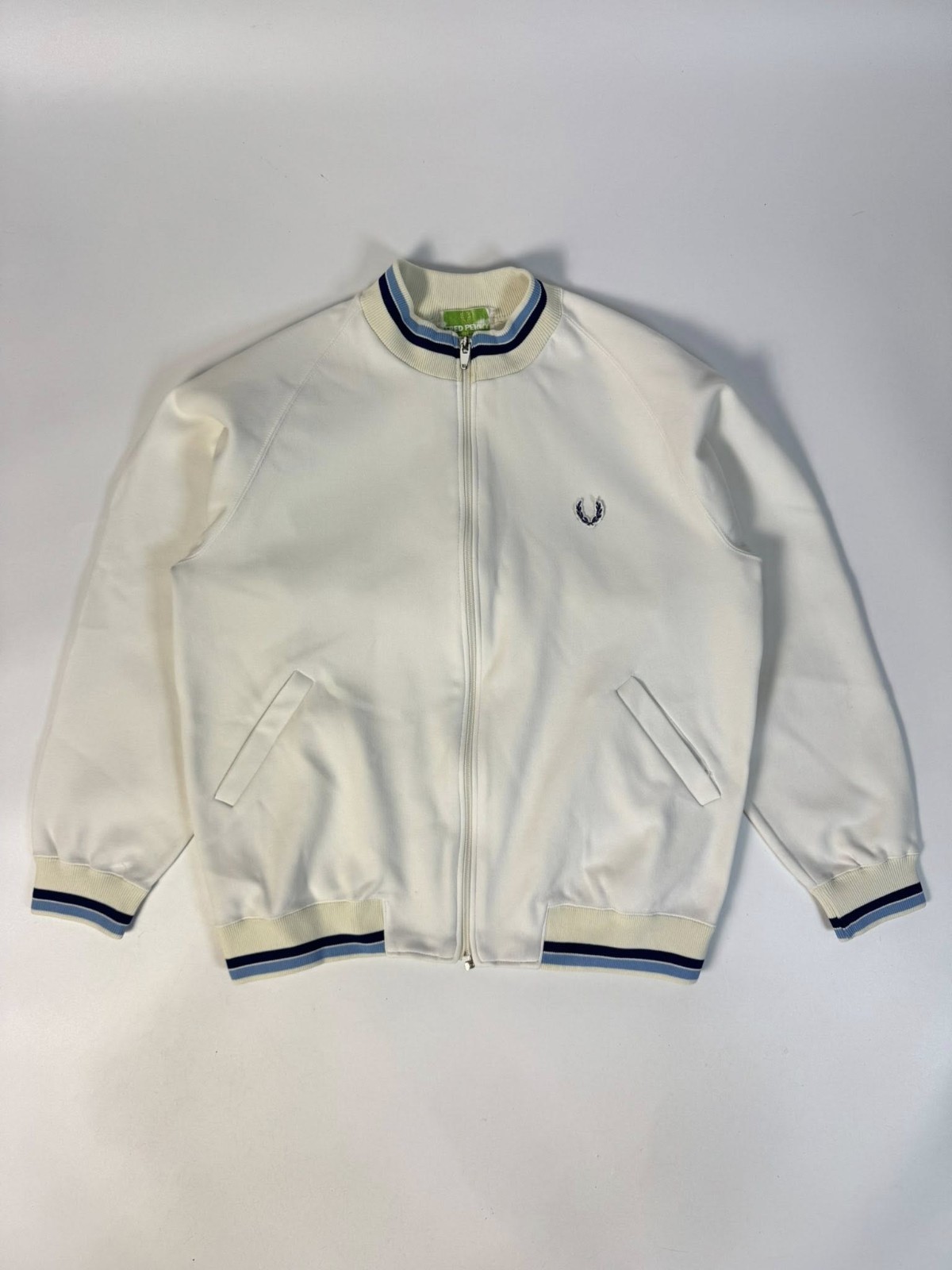 Fred Perry White Zip Track Jacket Men's Size S Vintage