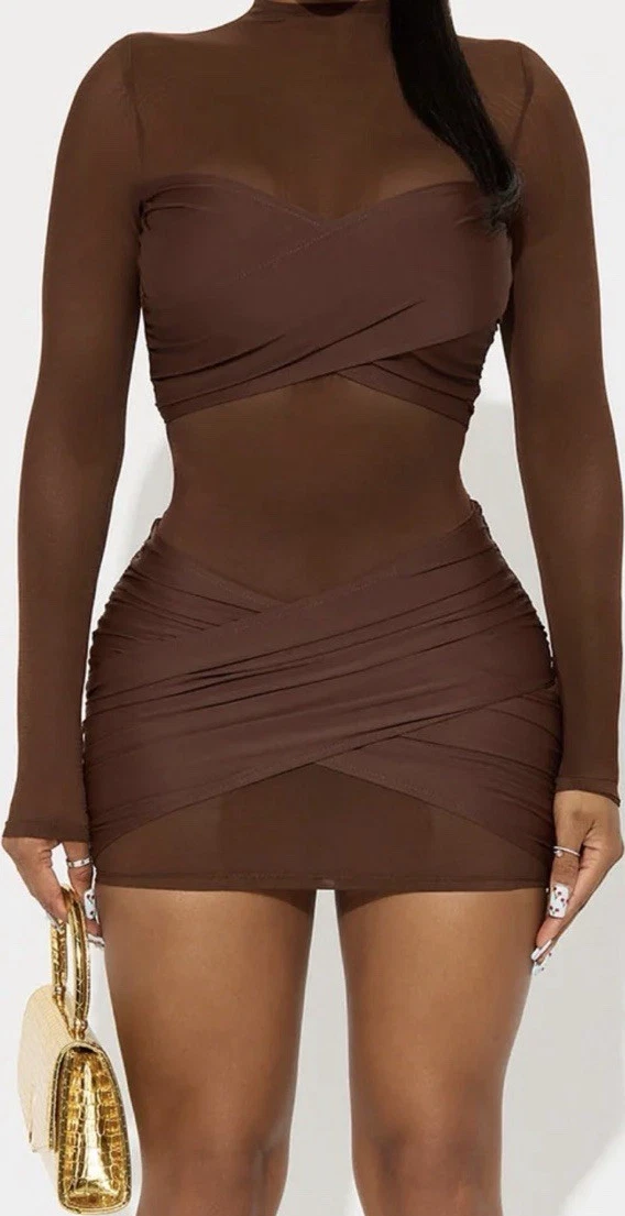 Brown Long Sleeve Dresses for Women for sale | eBay