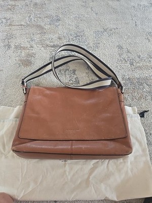 Men's Coach Charlie Tan Leather Messenger Laptop Crossbody WorkBag