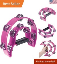 Half Moon Musical Tambourine Double Row Metal Jingles Hand Held Percussion Dr...