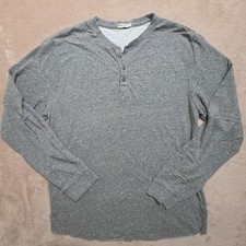 Marine Layer Double Knit Henley Long Sleeve Gray Shirt Mens XL Made in USA