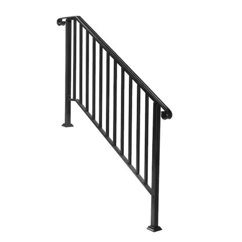 Karl Home Transitional Handrail Stair Railing Fits 4-Step Iron Rail Kit - Black