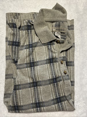 Med Basic Equipment Polo Shirt In Grey w/Navy Blue Olive Green Plaid Short Slves