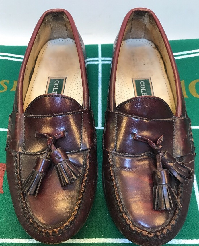 Cole Haan Pinch Tassel Loafers Moccasin Burgundy Leather Men's 7.5