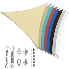 ColourTree Triangle Sun Shade Sail Canopy Fabric Outdoor Patio with Hardware Kit