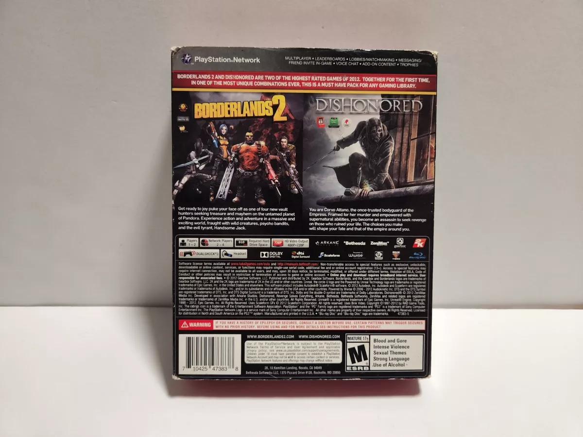 Jogo Combo Borderlandas 2 E Dishonored Ps3 Midia Fisica 2k