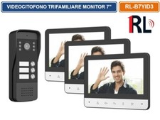 VIDEOCITOFONO TRIFAMILIARE TREPULSANTI TREMONITOR ACOLORI7" APERTURA ELETTROSER