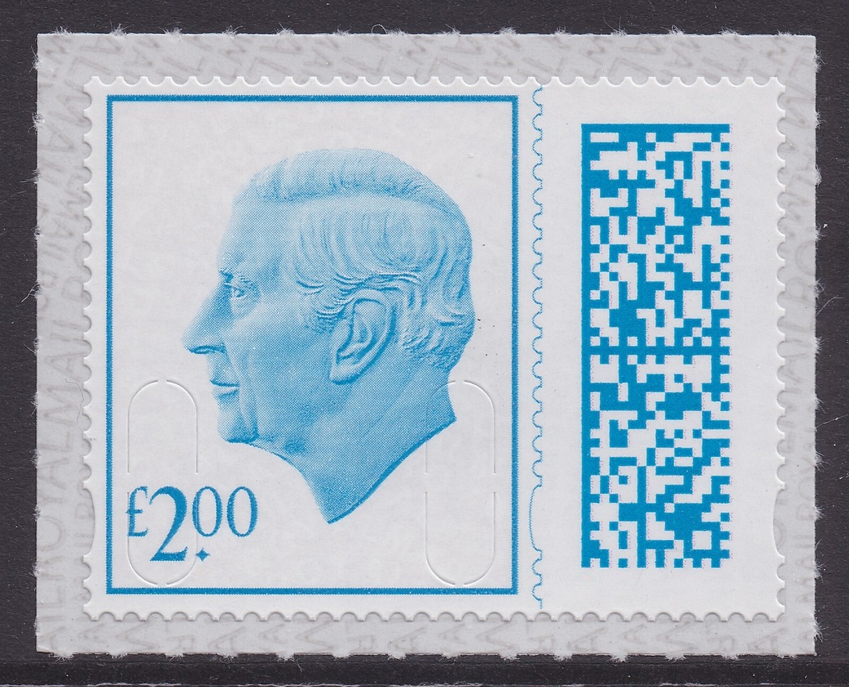 GB King Charles III Definitive Bright Blue £2.00 M23L single