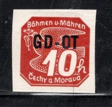 BOHEMIA & MORAVIA STAMP WWII CECHY & MORAVIA STAMP IMPERF MINT HINGED LOT 1493BX