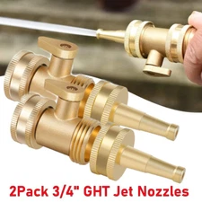 2x 3/4"GHT Jet Nozzle High Pressure Water Hose Sprayer Nozzle Hose Shutoff Valve