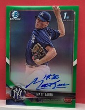 2018 Bowman Chrome Prospect Auto Green Refractor #73/99 Matt Sauer #CPA-MSA