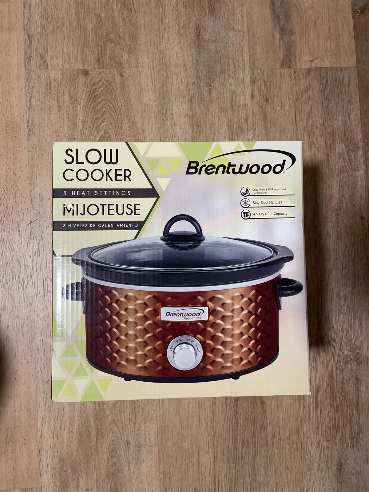 Brentwood SC-136C 3.5-Quart Diamond-Pattern Slow Cooker,Brown, Durable 190 Watts