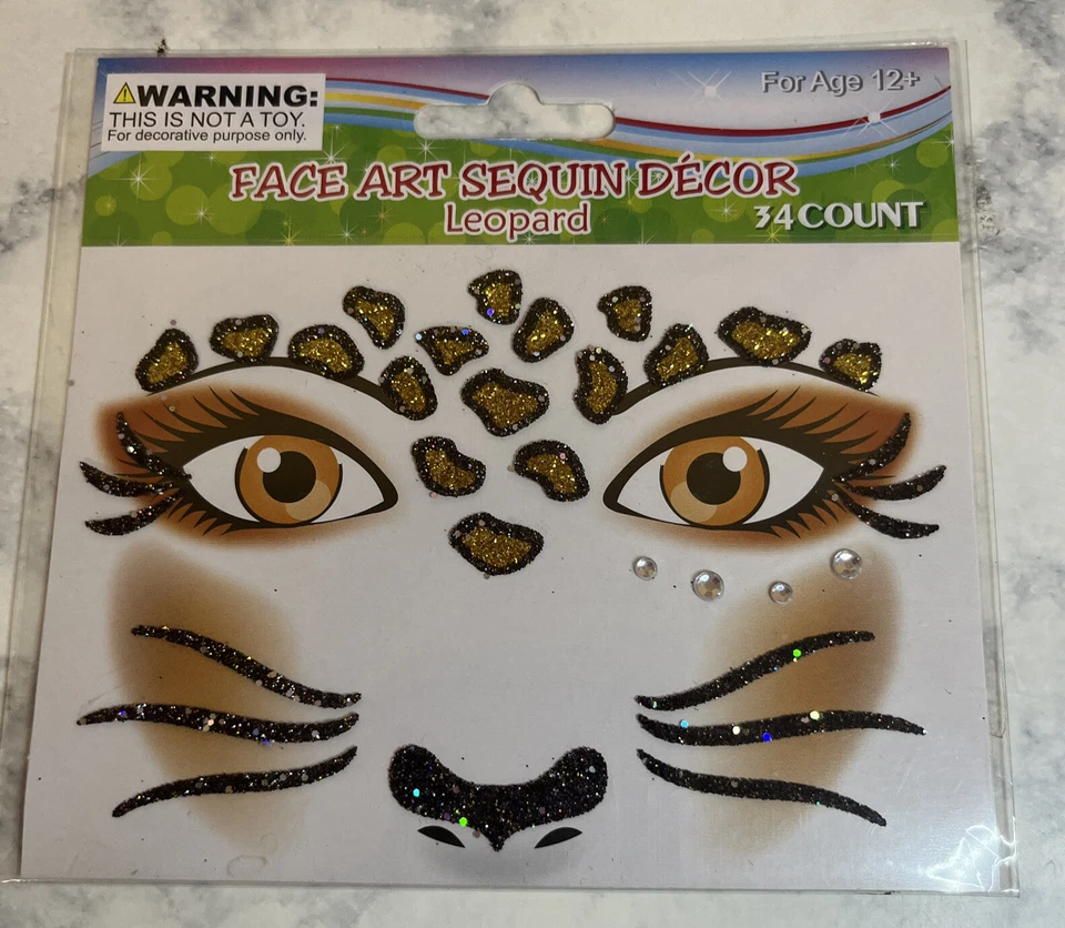 Arte facial gemas de leopardo y pegatinas faciales accesorio de disfraz Foto 2 de 3